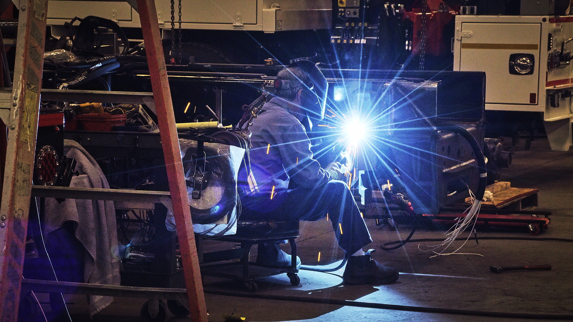 Man welding in the workshop